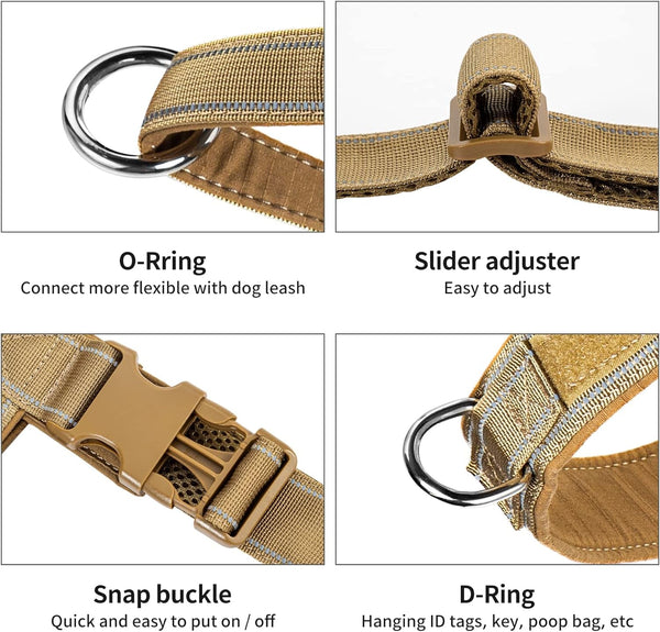 Annchwool No Pull Dog Harness with Soft Padded Handle,Reflective Strip Escape Proof and Quick Fit to Adjust Dog Harness,Easy for Training Walking for Small & Medium and Large Dogs(Brown,L)3