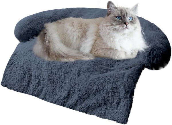 Calming Dogs/Cats Bed Mats, Dog Pad Washable Removable Couch Cover, Plush Long Fur Mat for Pets, Waterproof Lining, Perfect for Small, Medium and Large Dogs and Cats (Gradient Gray, 36"X31")29
