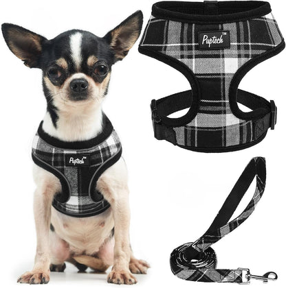 PUPTECK Soft Mesh Dog Harness Small Sized and Leash Set Pet Puppy Cat Comfort Padded Vest No Pull Harnesses, Beige, S96