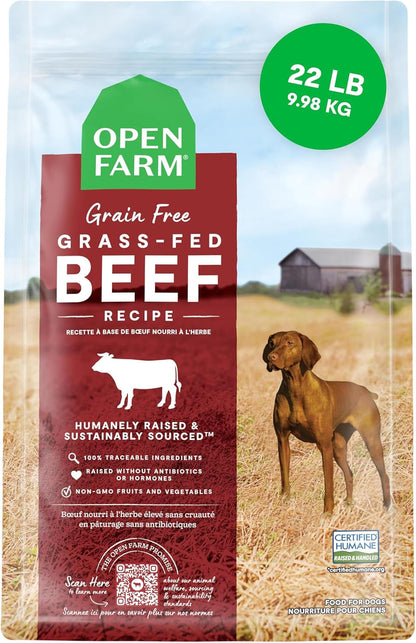 Open Farm Grain Free Dry Dog Food, Grass-Fed Beef Kibble, 22Lb Bag | All Life Stages, All Breed Sizes, Protein-Rich & Nutrient Dense, 100% Traceable Ingredients, Non-Gmo Fruits & Veggies.1