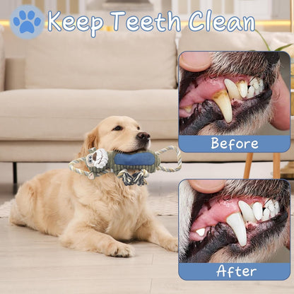 BUYPOW Funny Plush Dog Chew Toys, Squeaky Dog Toys, Interactive Tug of War Puppy Toys, Stuffed Dog Toys for Small, Medium and Large Dogs - Monkey3