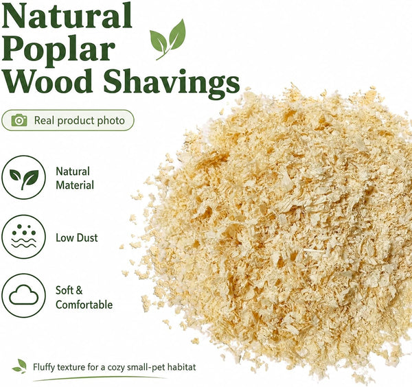 35Oz Natural Aspen Wood Pet Bedding – Low Dust, Odor Control & Ultra Absorbent Shavings for Hamsters, Parrots, Guinea Pigs & Small Animals3