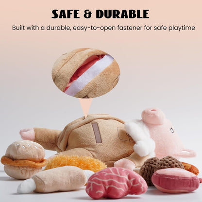 Nocciola Stuffed Pig Dog Toys: Hide and Seek Funny Squeaky Crinkle Plush Dog Chew Toys for Small Medium Breed, Cognitive Training Pet Enrichment Gifts Supplies6