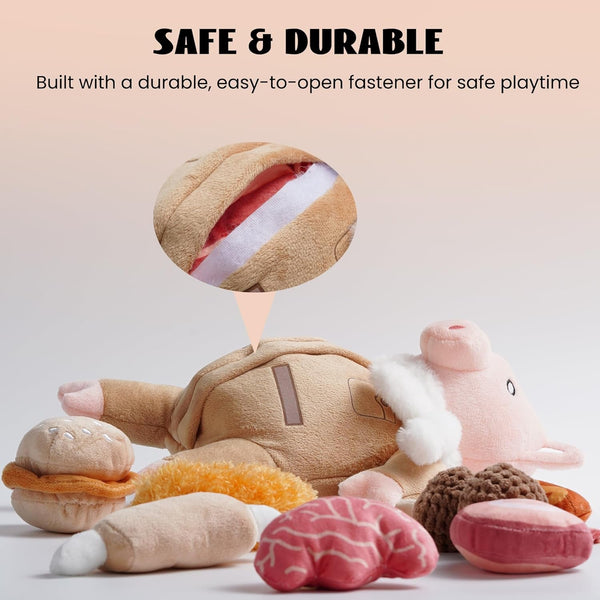 Nocciola Stuffed Pig Dog Toys: Hide and Seek Funny Squeaky Crinkle Plush Dog Chew Toys for Small Medium Breed, Cognitive Training Pet Enrichment Gifts Supplies6