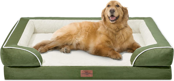 Comfort Expression Orthopedic Dog Bed for Extra Large Dogs with Bolster | Waterproof Dog Couch Bed with Washable Cover & Non-Slip Bottom, Supportive Egg Crate Foam XL Pet Bed, 42X30 Inch124