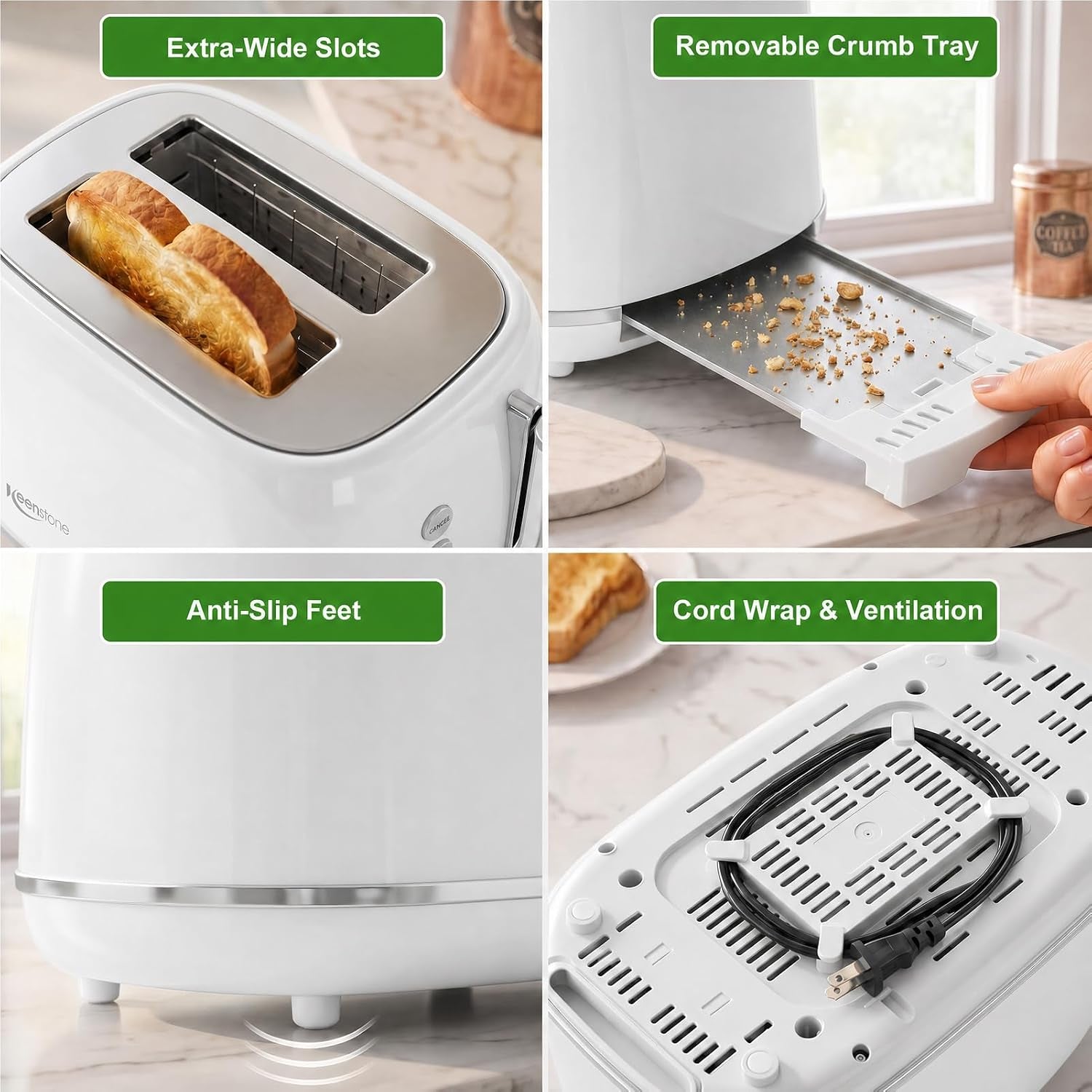 2-slice-toaster-retro-stainless-steel-kitchen-essentials-white-retro-kitchen-decor-18-8-food-grade-steel-1-5-slots-6-browning-levels-bagel-defrost-reheat-removable-crumb-tray
