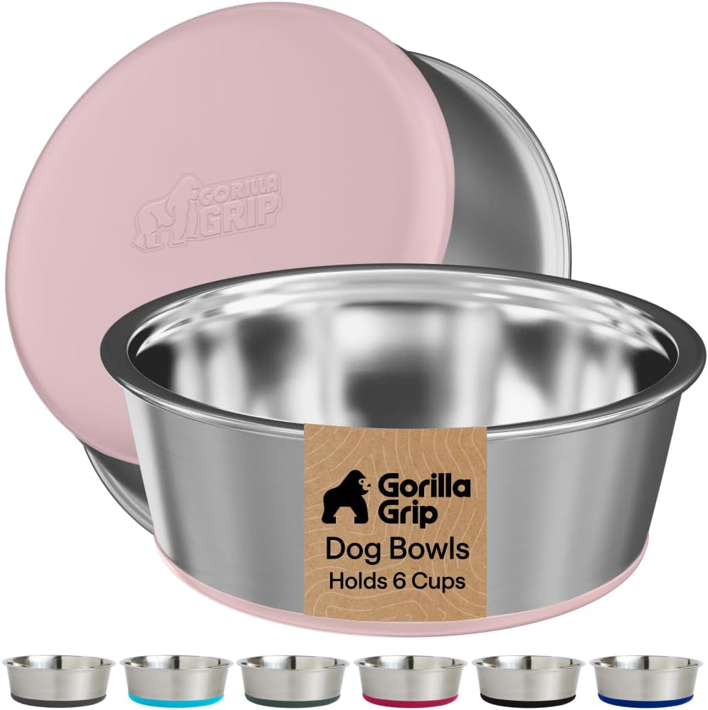 gorilla-grip-dog-bowls-food-grade-304-stainless-steel-holds-2-us-cups-each-16-fl-oz-food-and-water-bowl-for-feeding-dogs-and-cats-dishwasher-safe-rust-resistant-bpa-free-rubber-base-2-set-black