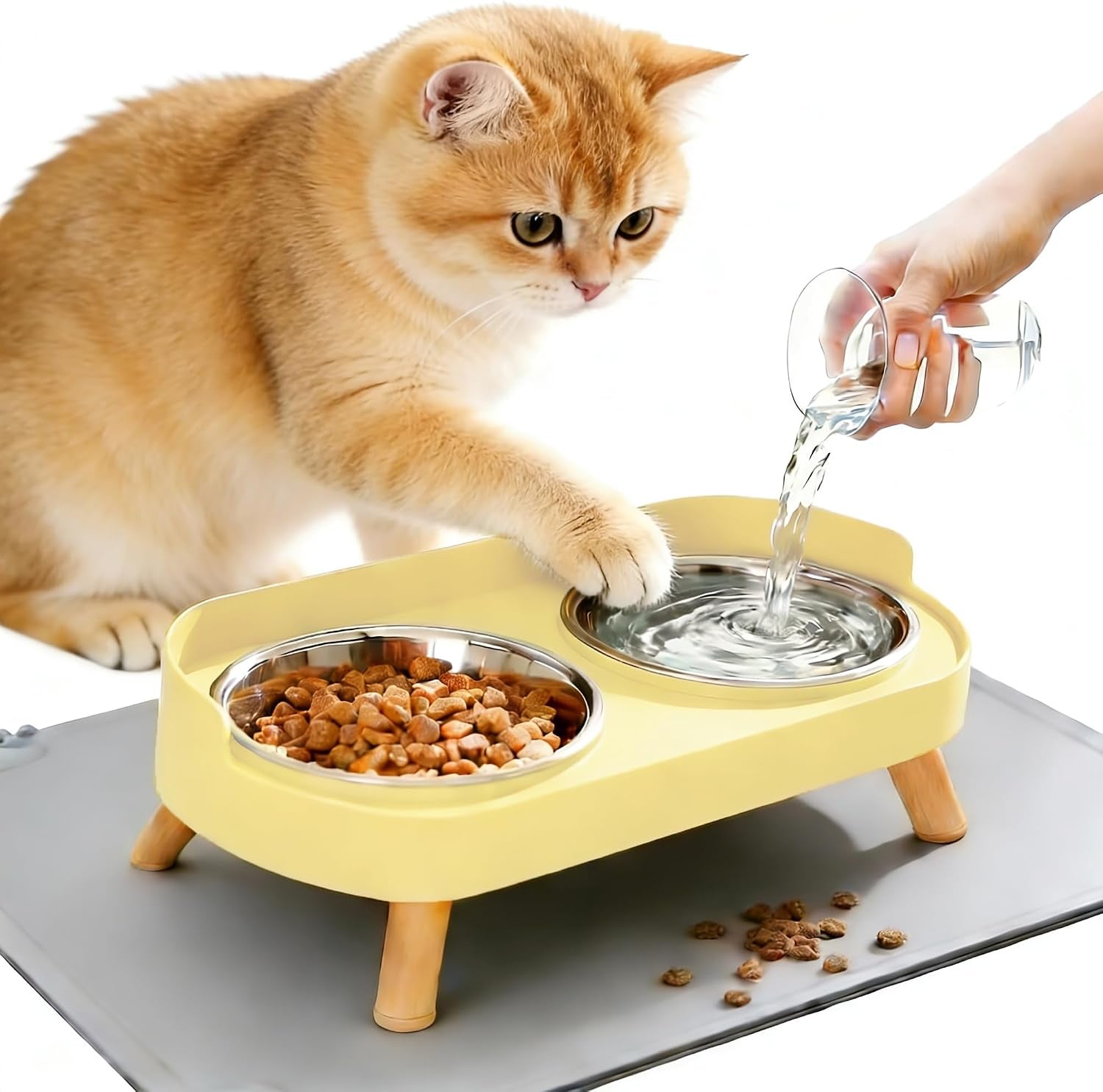 elevated-cat-bowls-with-food-mat-splash-proof-anti-vomiting-raised-cat-food-and-water-bowl-set-2-stainless-steel-dishes-for-cats-and-puppy-pet-bowl-for-indoor-cats-white