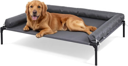 Cooling Elevated Dog Bed, 26.8X34 Raised Dog Bed with Removable Bolster Cushion, Breathable Mesh, Non-Slip Feet, and Metal Frame for Medium Breeds Indoor Outdoor8