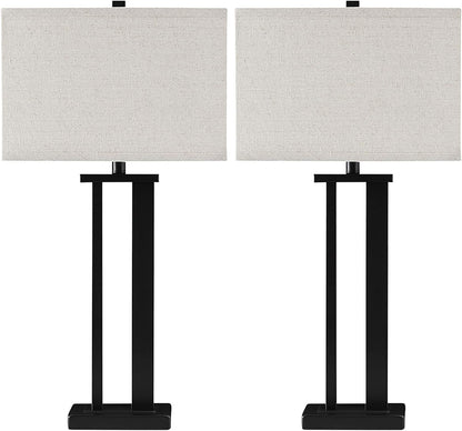 Signature Design by Ashley Aniela Table Lamp Set of 2, 29-Inch, Bronze | Solid Metal Base with a Rectangular Fabric Shade, Versatile 3 Way Lamps for Living Room Spaces and Narrow End Tables1