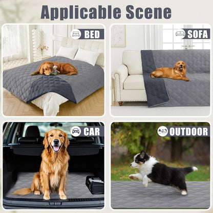 Smiry Waterproof Dog Bed Cover, Reversible Pet Blanket for Sofa Couch | Soft Washable Dog Blanket, Leakproof Couch Cover for Dogs Cats & Furniture Protection, 52X82, Grey/Dark Grey5