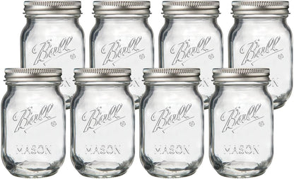 Regular Mouth Pint 16Oz. Glass Mason Jar with Lids and Bands, 8 Count1