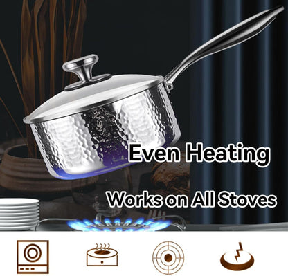 Titanium Saucepan, Non-Stick Pan Pot with Lid, Titanium Pans for Cooking, Fast & Even Heating, Dual-Pour Spouts Design, Compatible with All Cooktops,With Lid,7.08In6