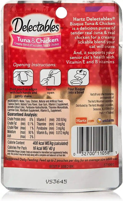 "Hartz Delectables Senior Bisque Lickable Cat Treats - Tuna/Chicken 4 Pouches"2