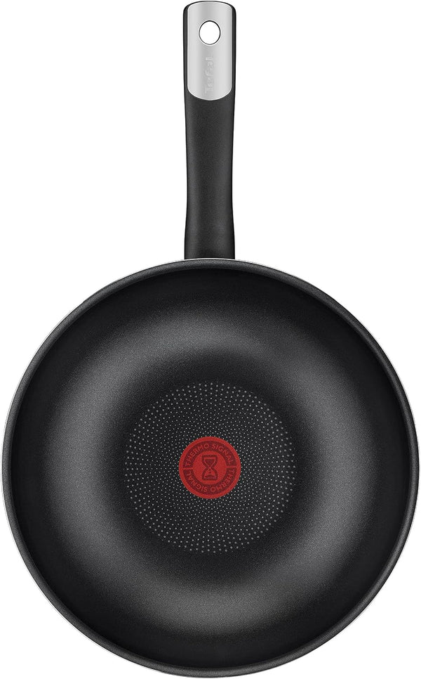 Tefal C38819 Hard Titanium Essential Wok Pan 28 Cm | Non-Stick Coating with Titanium Particles | Thermal Signal Temperature Indicator | Dishwasher Safe | Made in France | Black2