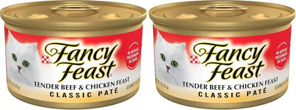 Purina Fancy Feast Tender Beef and Chicken Feast Classic Grain Free Wet Cat Food Pate - (Pack of 24) 3 Oz. Cans10