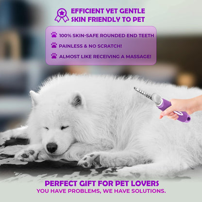 GENPEPADO Dematting Undercoat Rake Comb for Dogs & Cats with Long 2.5-In Stainless Steel Safety Blades for Removing Knots, Mats & Tangles - Pet Grooming Deshedding Brush Tool with Anti-Slip Grip7