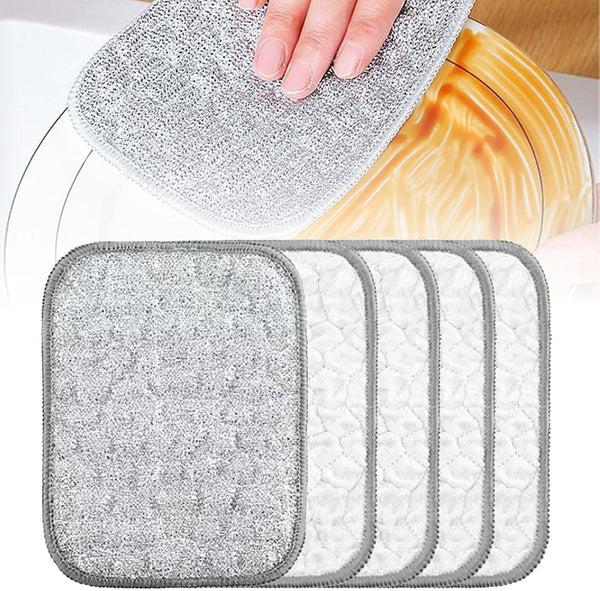 Multipurpose Wire Dishwashing Rags for Wet and Dry, Reusable Wire Miracle Cleaning Cloths, round Wire Washing Cloth, Non Scratch Wire Dishcloth for Kitchen, Sinks, Pots, Pans (5PCS)1