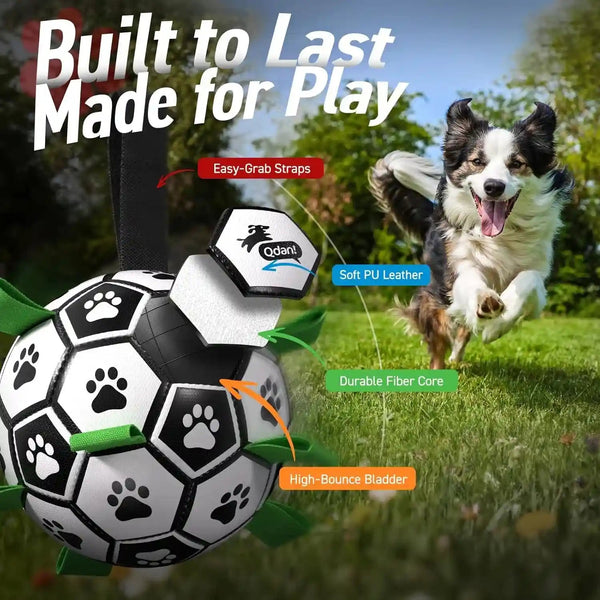 QDAN Dog Toys Dog Balls, 6 Inch Dog Soccer Ball with Straps, Herding Balls | Dog Birthday Toy, Balls for 20-40Lbs Dogs, Outdoor Puppy Toys to Keep Them Busy, Interactive Toy for Tug, Pool Water Toy Ball4