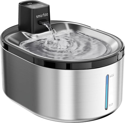 Smartoo Wireless Cat Water Fountain Stainless Steel,152Oz/4.5L Cat Fountain | Battery Operated,Cordless Pet Water Fountain for Cats & Dogs, Motion Sensor,Ultra Quiet Pump, Water Fountains for Cats Indoor1