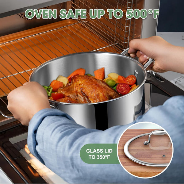 3 Ply Stainless Steel 11-Piece Cookware Set with Lids, Pots and Pans Kitchen Set, Non-Toxic, Induction, Oven, Dishwasher Safe, Professional Chef Quality8