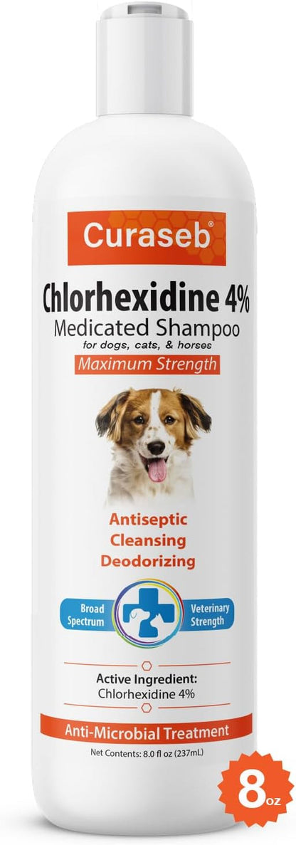 Curaseb Chlorhex 4% Shampoo for Dogs & Cats, Vet Strength Formula, 8Oz1