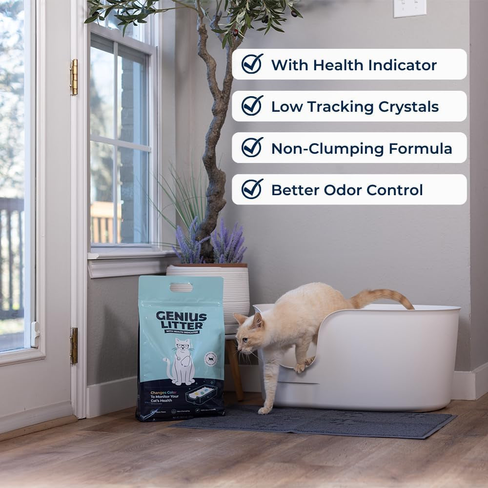 genius-litter-health-monitoring-cat-litter-featured-on-shark-tank-lightweight-crystal-silica-gel-non-clumping-dust-free-low-tracking-odor-control-for-indoor-cats-and-kittens-6-lb-bag