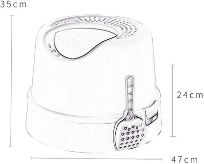Dog Potty Training Toilet ﻿ Top Entry Cat Litter Bowl Anti-Splashing Toilet Semi-Closed Tray Fully Enclosed(White)2