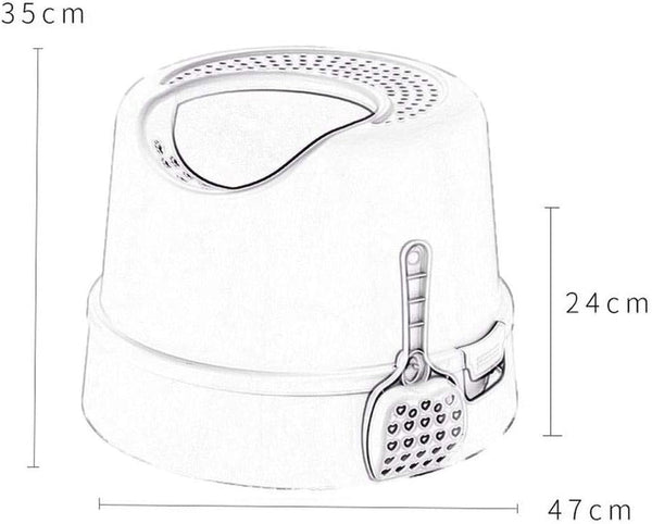 Dog Potty Training Toilet ﻿ Top Entry Cat Litter Bowl Anti-Splashing Toilet Semi-Closed Tray Fully Enclosed(White)2