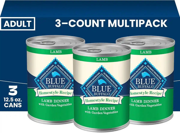 Blue Buffalo Homestyle Recipe Wet Dog Food Paté Variety Pack, Chicken Dinner & Beef Dinner with Garden Vegetables, Made with Natural Ingredients, 12.5-Oz. Can (6 Count, 3 of Each)16