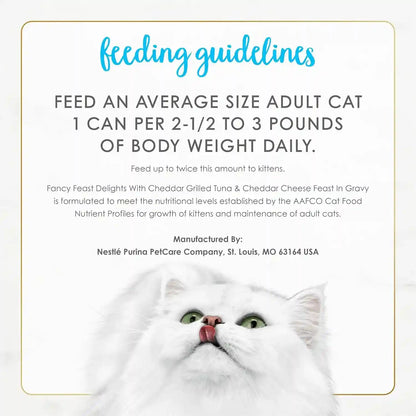 Purina Fancy Feast Delights with Cheddar Grilled Tuna and Cheddar Cheese Feast in Wet Cat Food Gravy Cat Food - (Pack of 24) 3 Oz. Cans8