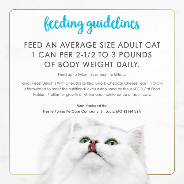 Purina Fancy Feast Delights with Cheddar Grilled Tuna and Cheddar Cheese Feast in Wet Cat Food Gravy Cat Food - (Pack of 24) 3 Oz. Cans8