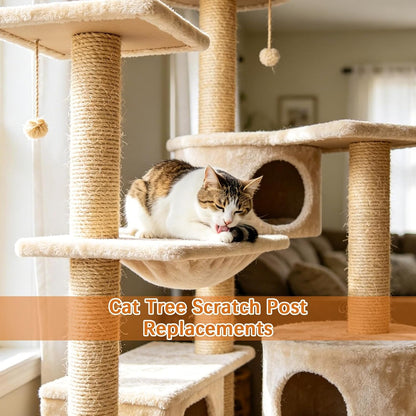 4 Pcs Cat Scratching Post Replacement 12In Cat Tree & Tower Scratch Pole Refill Parts with M8 Screws Sisal Rope Cat Furniture Protector6