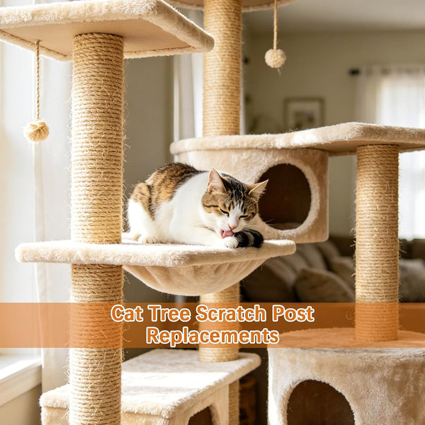 4 Pcs Cat Scratching Post Replacement 12In Cat Tree & Tower Scratch Pole Refill Parts with M8 Screws Sisal Rope Cat Furniture Protector6