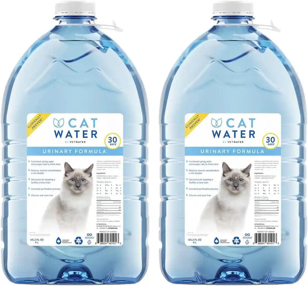 CATWATER by VETWATER | Ph-Balanced and Mineral-Free Cat Water | Clinically Proven Urinary Formula | Helps Prevent Cat Urinary Issues, FLUTD | 135.2 Oz, 2-Pk, Clear (CW60101-2)1