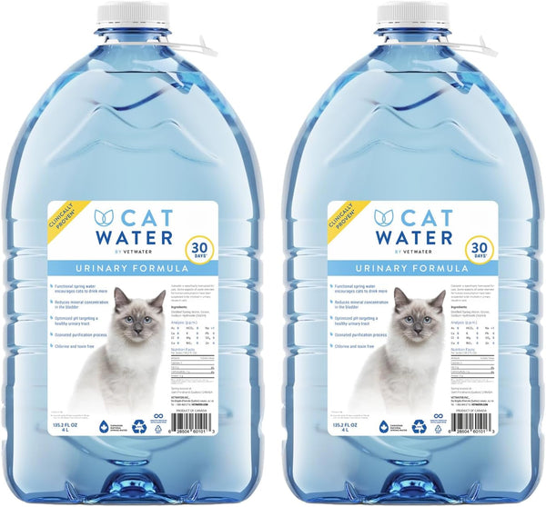 CATWATER by VETWATER | Ph-Balanced and Mineral-Free Cat Water | Clinically Proven Urinary Formula | Helps Prevent Cat Urinary Issues, FLUTD | 135.2 Oz, 2-Pk, Clear (CW60101-2)1
