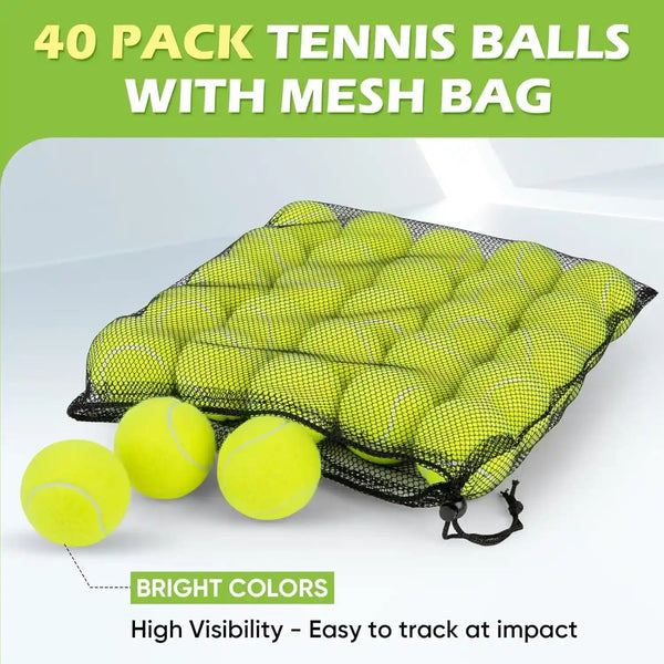 Treeroot 16/30/40/60/80 Pcs Tennis Balls, High Elasticity Tennis Balls Bulk, Comes with a Portable Mesh Bag, Tennis Ball for Dogs, Suitable for Beginner Training Ball, Durable & Bounce2