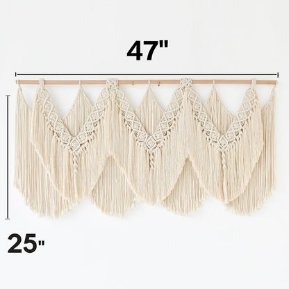 Macrame Wall Hanging Wedding Hanger Tassel Knotting Boho Decor 47"W*25"L | Cotton Rope, Bedroom Wall Art, Dorm Room Accent, Apartment Decor, Home Interior, Wedding Backdrop, Housewarming Gift5