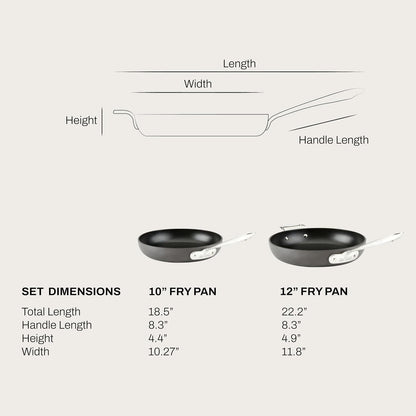 All-Clad E1002S63 HA1 Hard Anodized Nonstick Fry Pan Cookware Set, 10 Inch and 12 Inch Fry Pan, 2 Piece, Grey | Versatile Frying Pans Set with Glass Lids, Scratch-Resistant Exterior, Dishwasher Safe, Oven Safe up to 500°F4