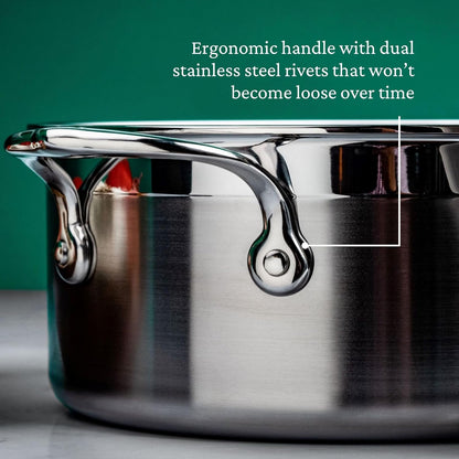 Hestan Probond Forged - Professional Clad Stainless Steel Sauce Pan with Helper Handle, 4 Quart, Induction Compatible4