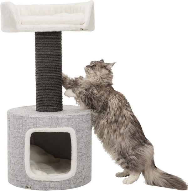 Trixie Fonda Cat Scratching Post 39 Inch - Cat Scratcher with Soft Fabric Covering Base and Durable Sisal Rope - for Large Cats with Condo Base and Platform - in Gray2