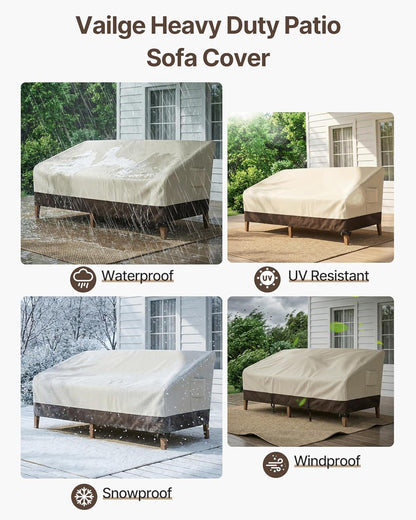 Patio Sofa Cover 3-Seater & Outdoor Couch Cover Waterproof | Heavy Duty 600D Oxford Patio Outdoor Furniture Covers Waterproof with Windproof Straps and Vents,Fits 79"X37"X35" Patio Sofa6