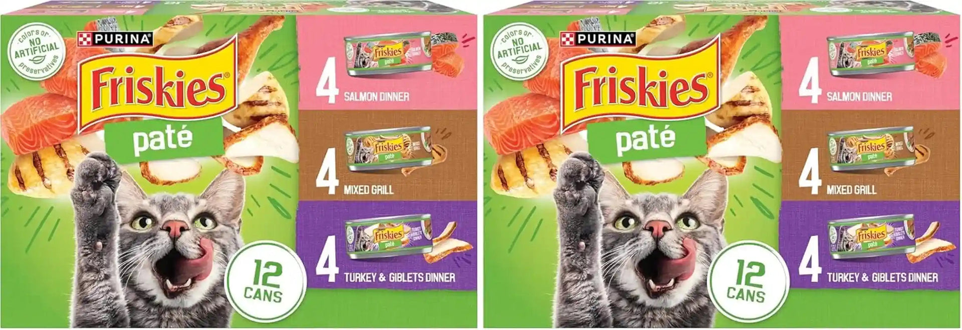 purina-friskies-wet-cat-food-pate-variety-pack-salmon-dinner-turkey-and-giblets-dinner-and-mixed-grill-2-packs-of-12-5-5-oz-cans