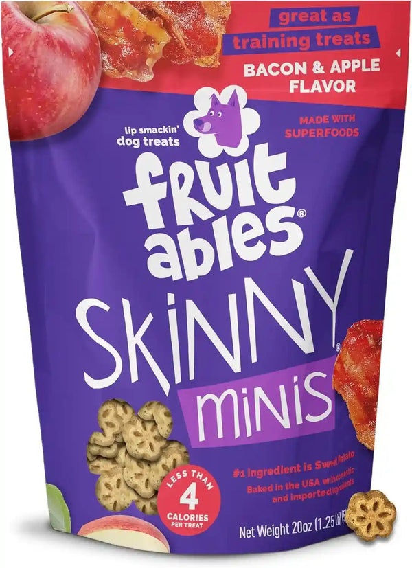 Fruitables Skinny Mini Dog Treats, Training Treats, Bacon & Apple, 12Oz | Healthy Dog Treats, Crunchy Dog Biscuits, Healthy Puppy Treats, Limited Ingredient, Training Rewards, Made in USA24