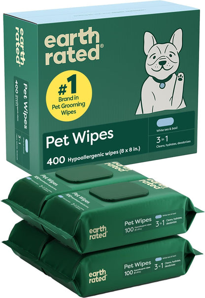 Earth Rated Dog Wipes for Paws & Butt, Deodorizing, Unscented, 100Ct | Hypoallergenic, 3-In-1 Cleaning and Hydrating, for Grooming Paws, Body and Butt16