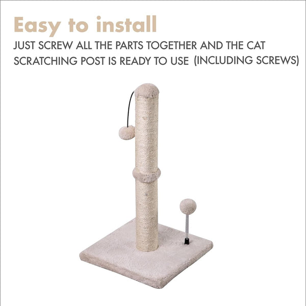 MECOOL Cat Scratching Post Premium Basics Kitten Scratcher Sisal Scratch Posts with Hanging Ball 22In for Kittens or Smaller Cats (22 Inches for Kitten, Beige)7