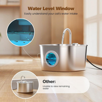 Cat Water Fountain Stainless Steel: Pet Fountains for Cats/Dog Indoor Automatic Waterer Bowls for Drinking Small Animal Water Dispenser Metal Pets Watering Faucet Bottle Auto Kitty Watering Supplies4