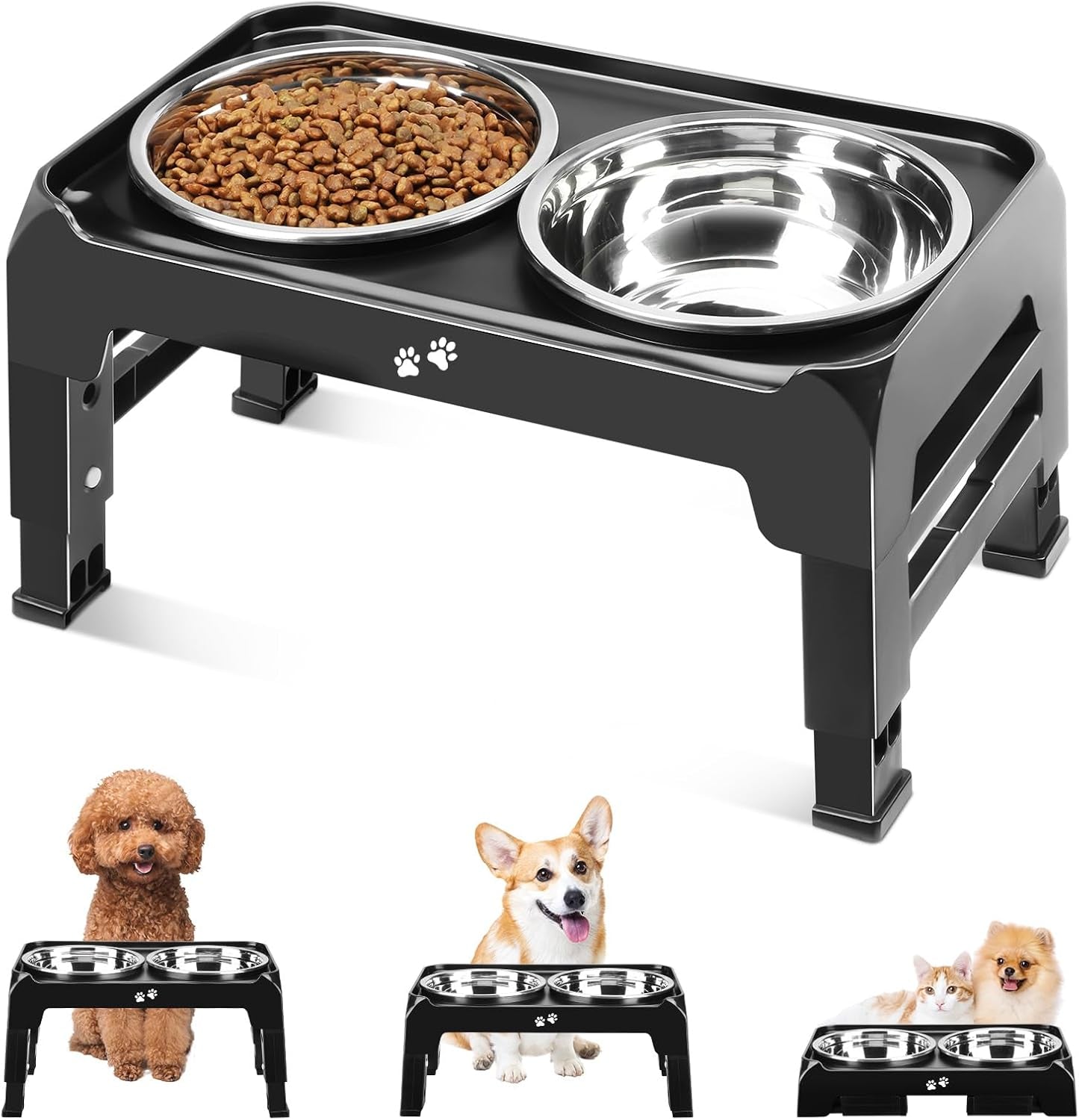 comesoon-elevated-dog-bowls-for-small-medium-dogs-3-height-adjustable-raised-stand-with-2-thick-6-stainless-steel-food-bowls-non-slip-feeder-adjusts-to-2-75-6-7-5-black