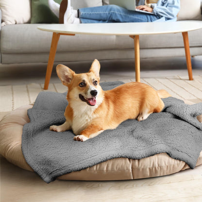 Furrybaby Dog Blanket Soft Dog Blankets for Large Dogs Puppy Essentials Washable Sherpa Fleece Cat Blanket 32X40 Inches for Bed Furniture Couch Sofa (Medium, Grey)4