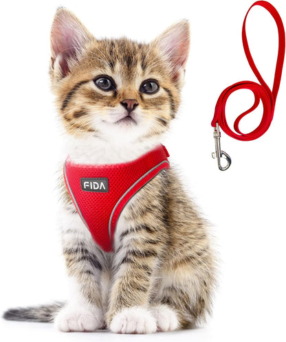 Fida Cat Harness and Leash Set for Walking Kitten and Puppy, Escape Proof Kitten Harness with Breathable Lightweight Soft Mesh, Adjustable Reflective Step-In Design. (XXXS, Pink)12